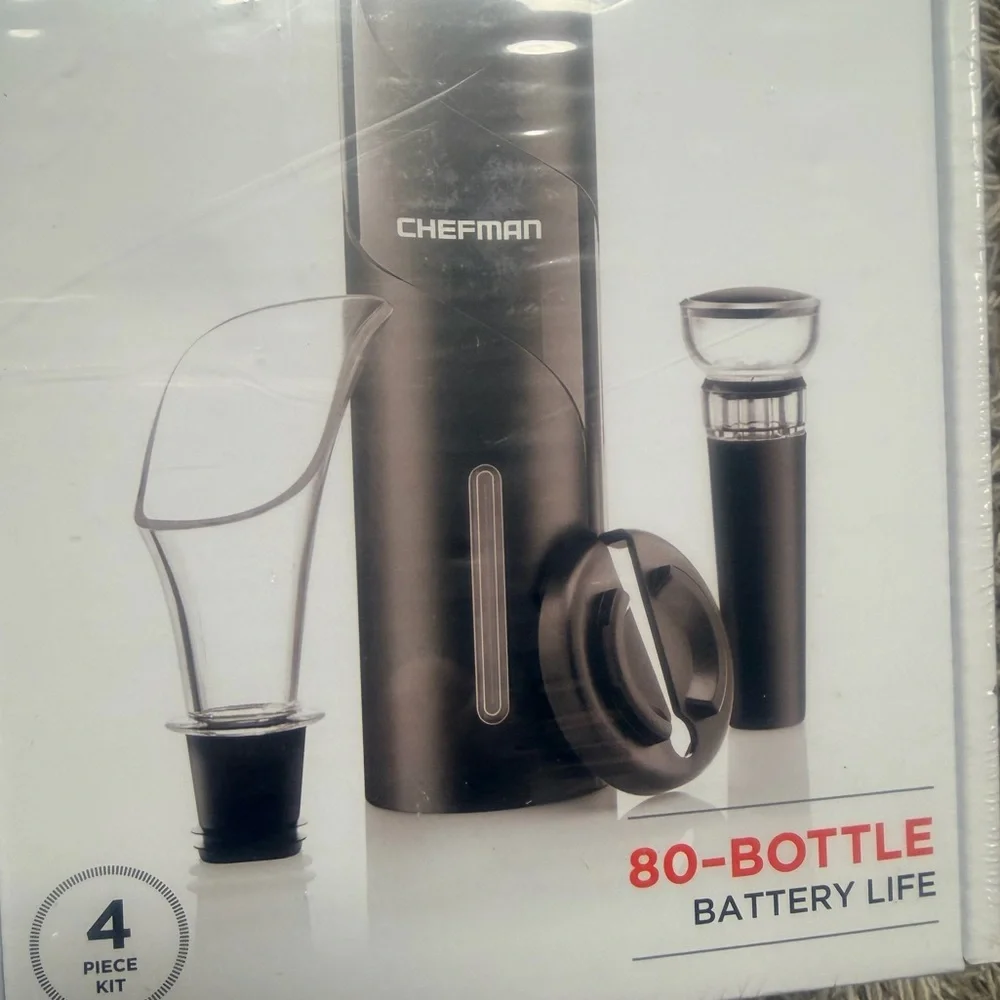 Chefman Electric Wine Opener w/ Foil Cutter, Pourer, Vacuum Stopper - NEW